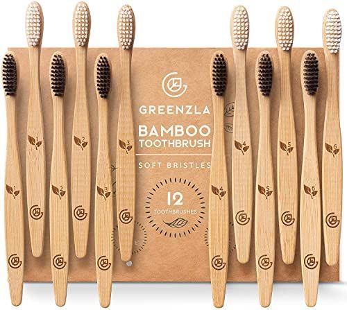 GREENZLA Bamboo Toothbrushes (12 Pack) | BPA Free Soft Bristles Toothbrushes | Eco-Friendly, Natu... | Amazon (US)
