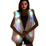 Light Up Jacket - LED-Women-Faux-Fur-Coat Furry Rainbow-Glowing-Vest-Waistcoat-Rave-Outfit Fuzzy Bur | Amazon (US)