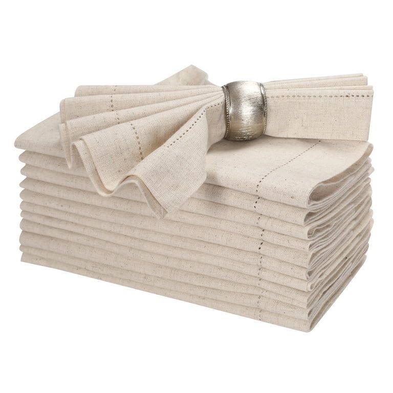 Linen Flax Cotton Cloth Dinner Napkin 18x18" Natural With Hemstitched,Cocktails Napkins, Set Of 1... | Walmart (US)
