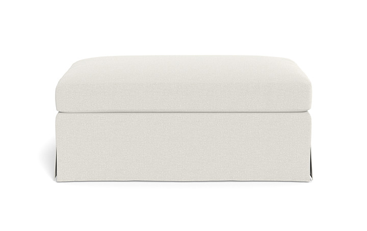 Sloan Custom Slipcovered Ottoman in Polar Performance Heavy Knit, Natural Oak, 39" - Customize Color, Size & More | Interior Define