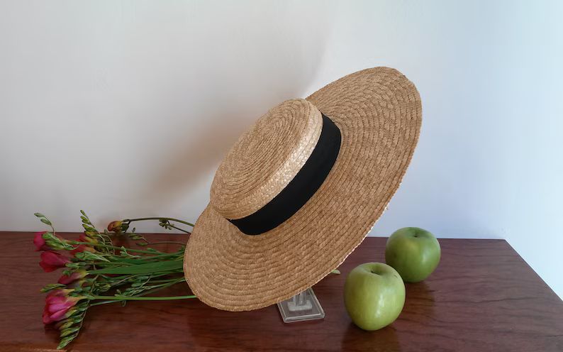 Natural Straw Boater, Straw Boater, Provençal Boater, Charming Wedding Hat, Summer Hat, Beach Ha... | Etsy (US)