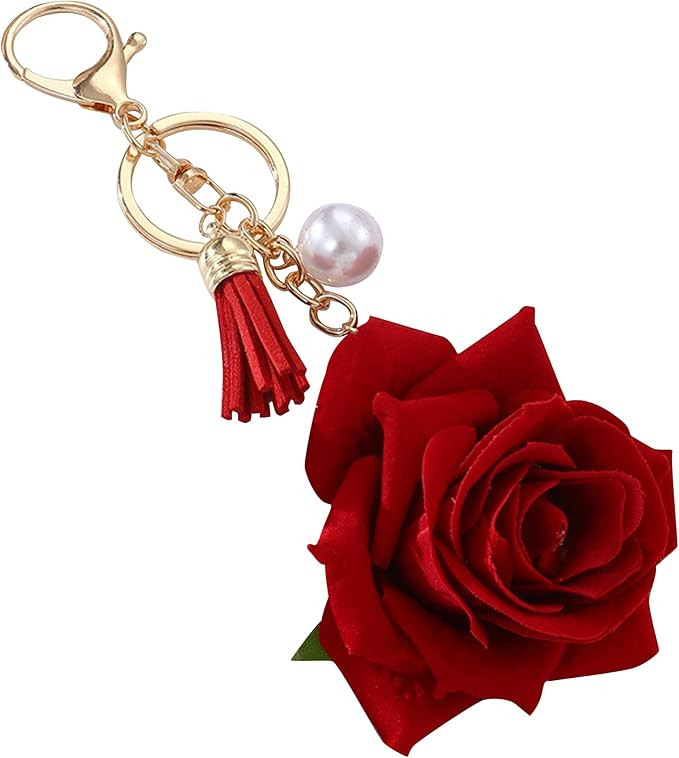 Angyape Cute Rose Flower Keychain Fashion Bag Charms Purse Accessories Birthday Christmas Valenti... | Amazon (US)