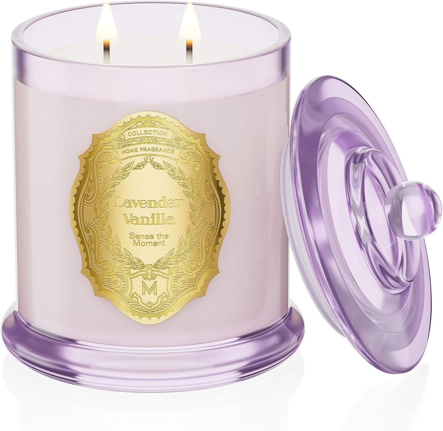 M&SENSE Lavender Vanilla Candles for Home Scented, 2 Wick 12.7oz Soy Wax Candles Non Toxic,70 Hou... | Amazon (US)