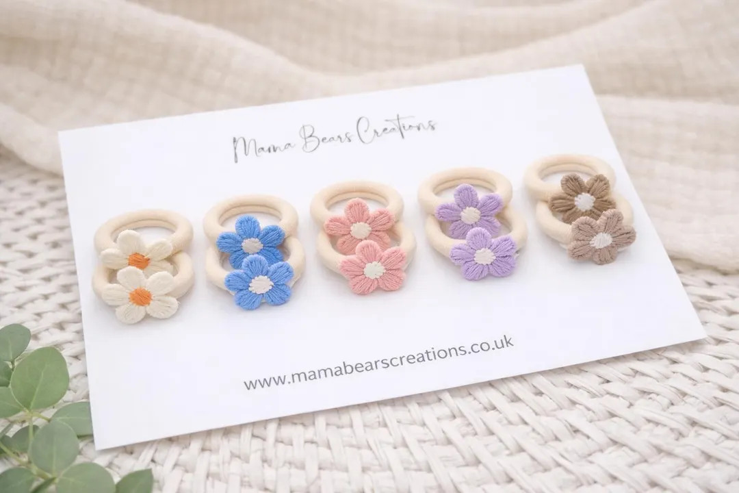 Mini Flower Hair Ties | Embroidered Baby Bobbles | Nylon Hair Bands for Babies & Toddlers | Flora... | Etsy (US)