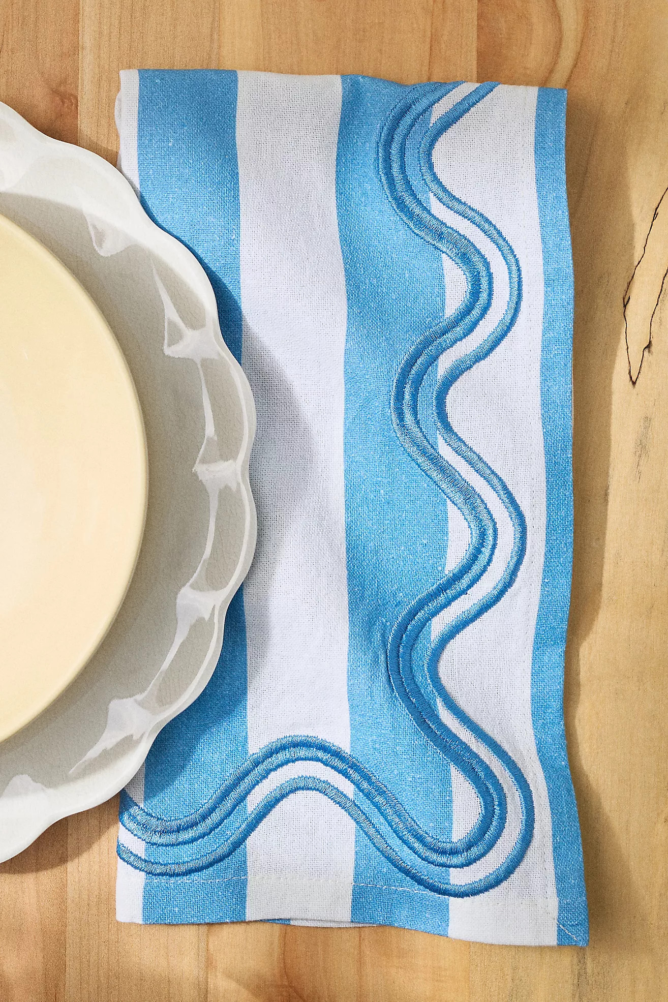 Madeline Striped Embroidered Napkins, Set of 2 | Anthropologie (US)