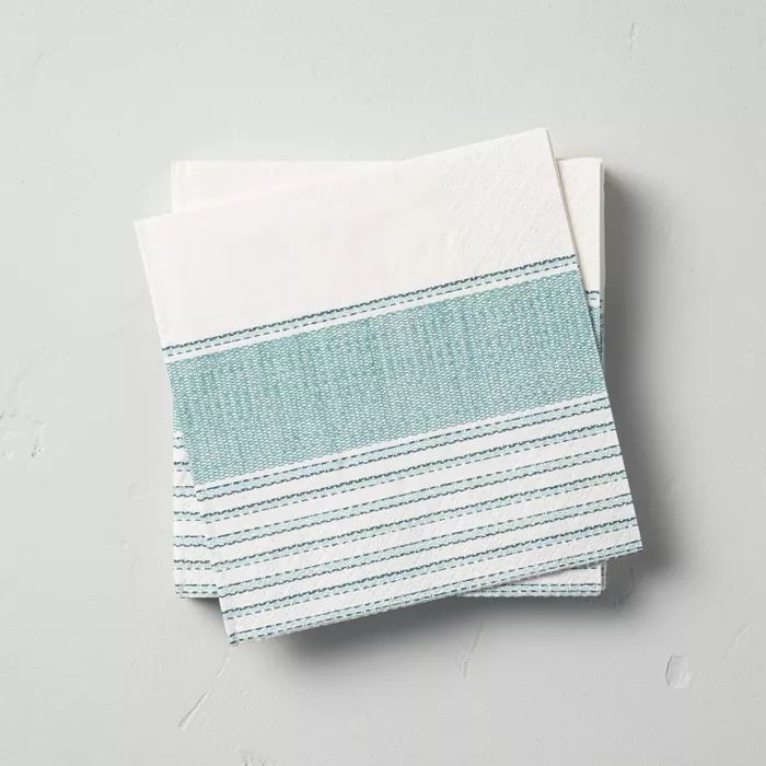 14ct Multi Stripe 3-Ply Cocktail Napkin Teal - Hearth & Hand™ with Magnolia | Target