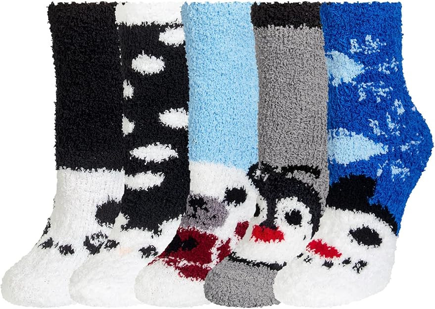 Chalier Fuzzy Socks for Women Warm Cozy Slipper Socks Casual Microfiber Fluffy Socks Christmas Gi... | Amazon (US)