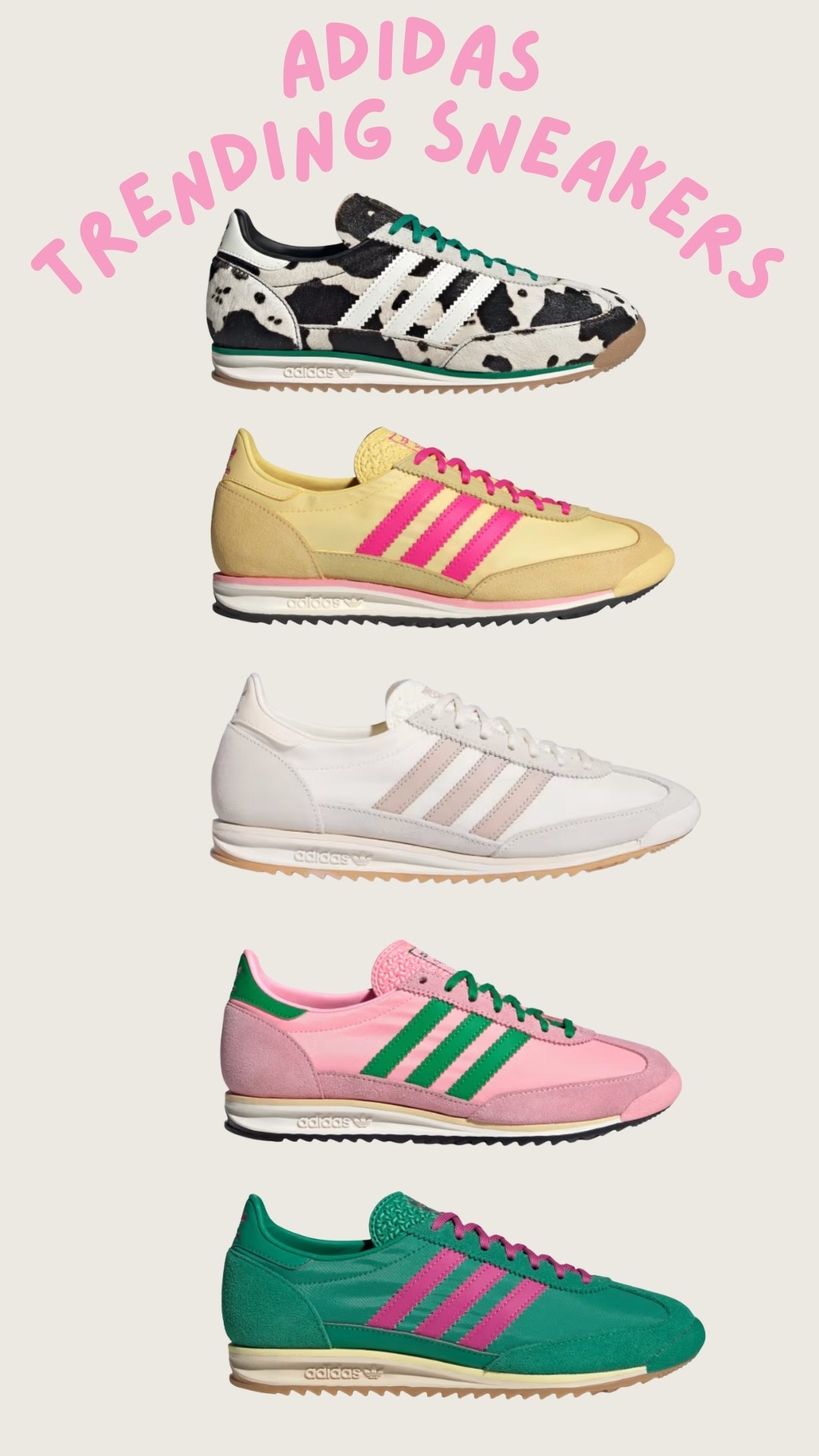 Adidas. Trending. Colorful. Cow print. Colorful. Sneakers. Must haves. Best sellers. Viral  

#LTKFindsUnder100 #LTKSeasonal #LTKFindsUnder50