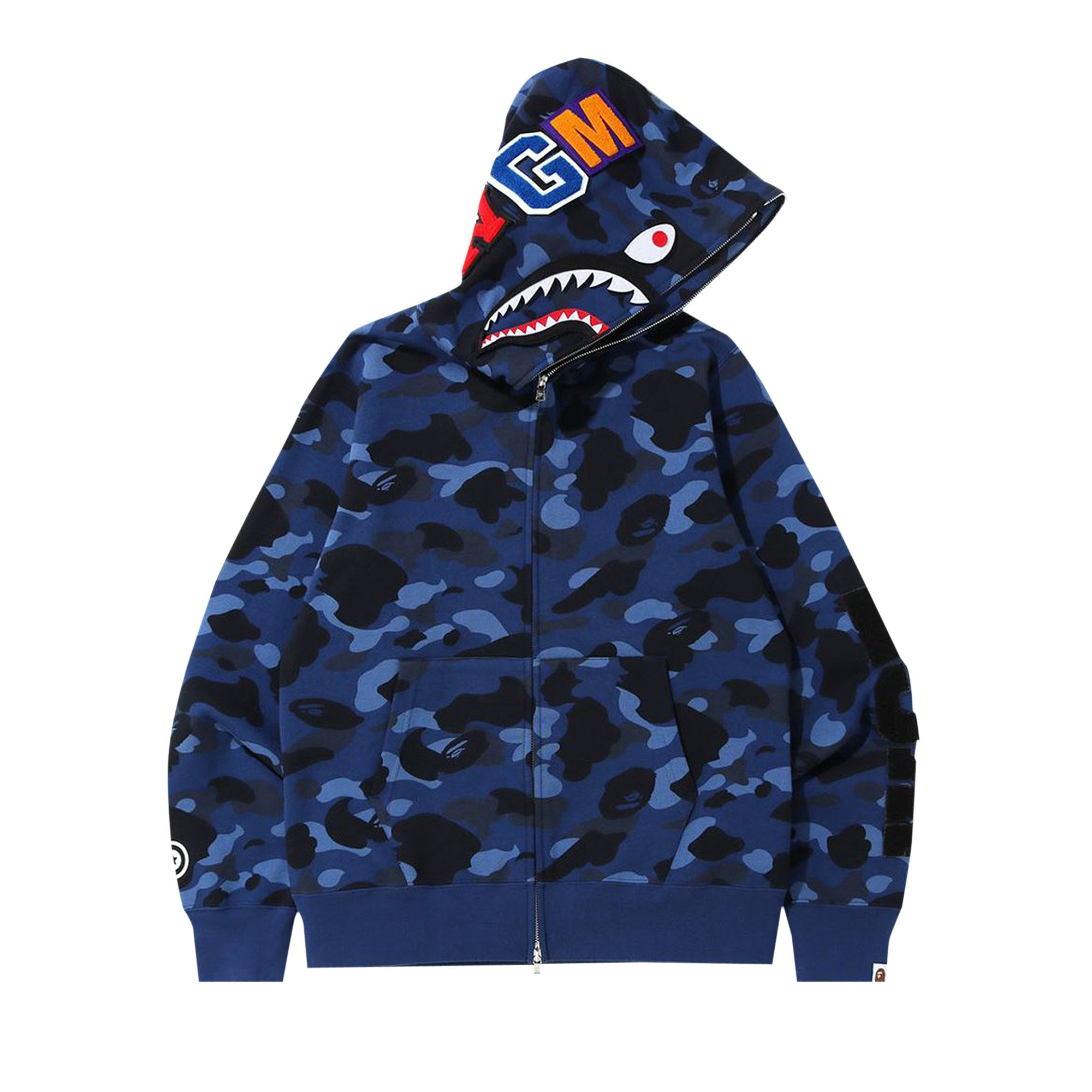 BAPE Color Camo Detachable Shark Full Zip Hoodie 'Blue' | Men's Size L | GOAT