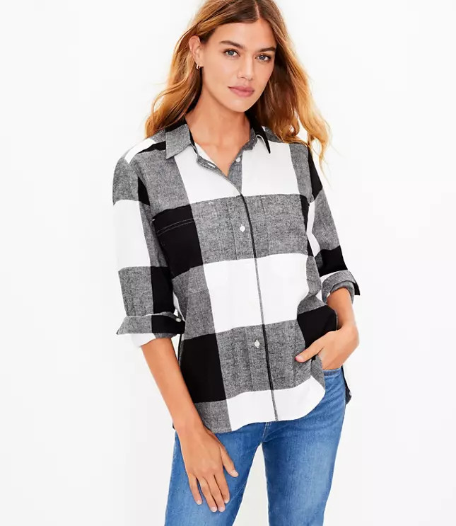 Buffalo Plaid Boyfriend Shirt | LOFT