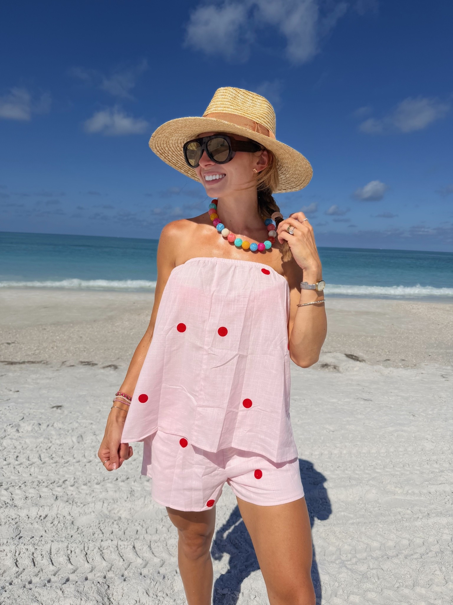 Chilling on the beach in style! Check out this cute matching set on my Amazon storefront. #beachvibes #matchingsets #summerstyle