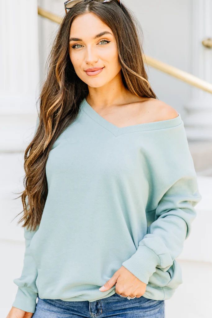 Hanging Out Light Green Sweatshirt | The Mint Julep Boutique