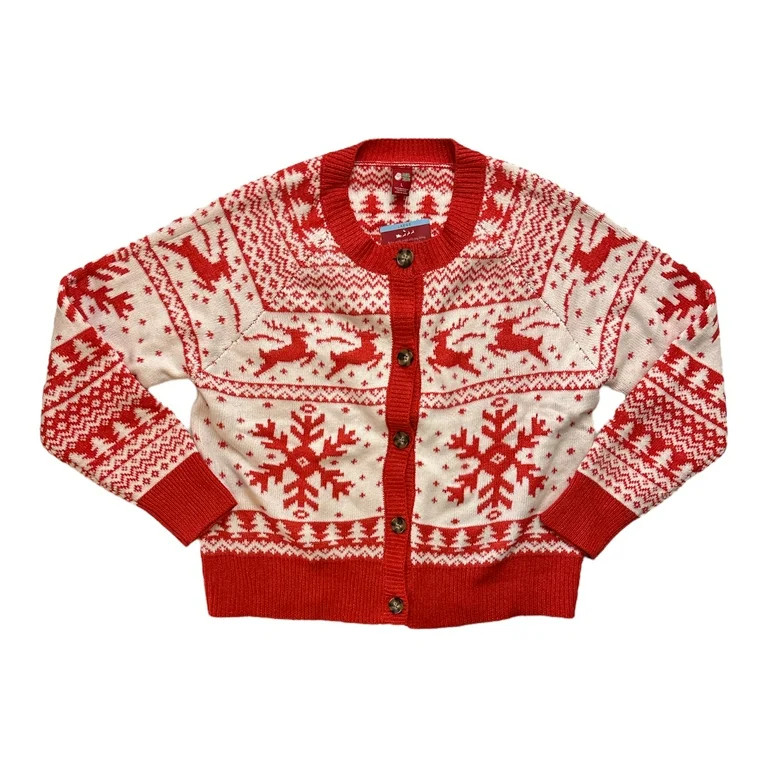 Dec. 25th Women's Holiday Knit Button-Down Cardigan Sweater (Red, XL) | Walmart (US)