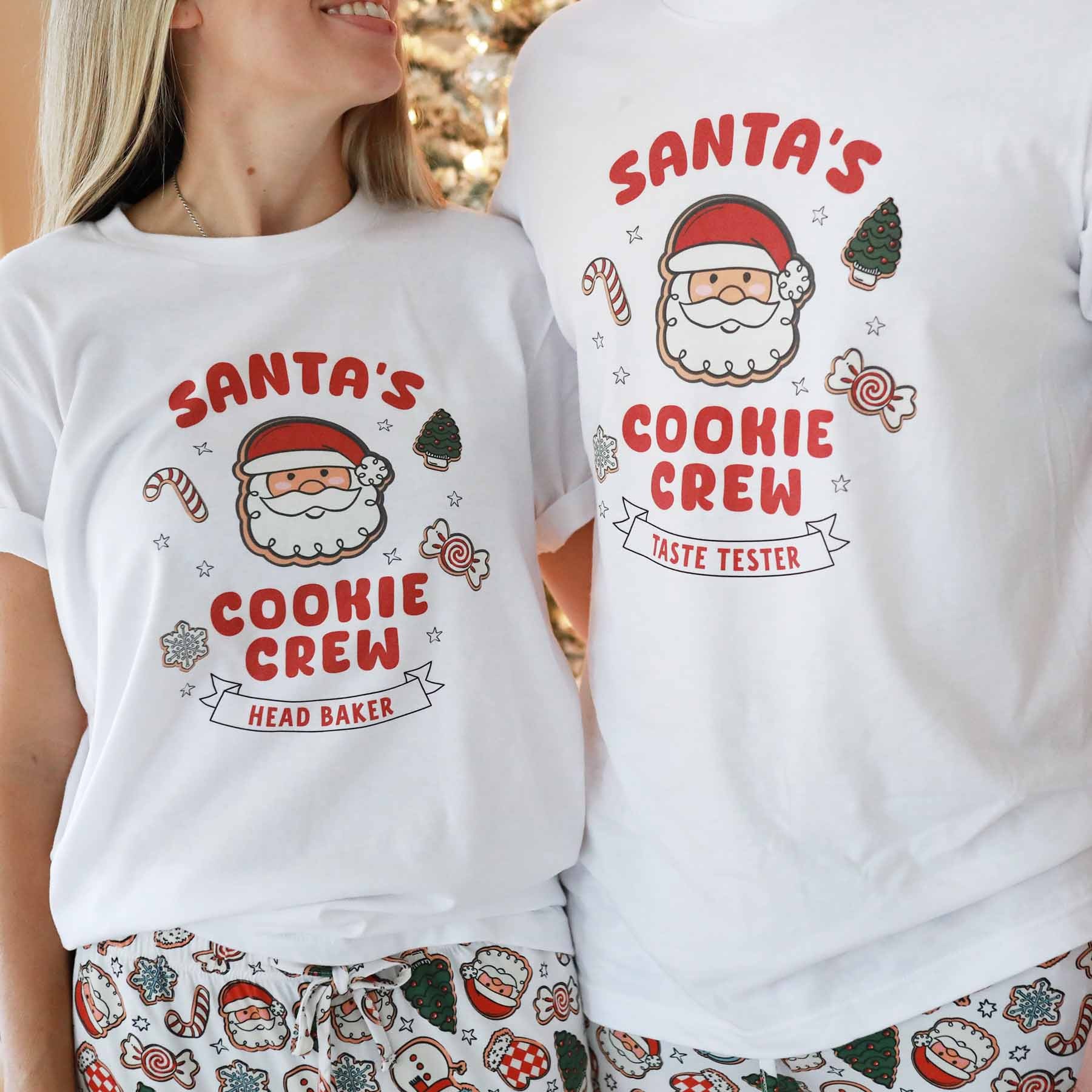Santa's Cookie Crew Adult Graphic Tee | White | Caden Lane