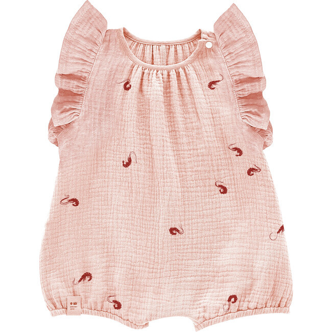 Gauze Bubble Romper with Print, Pink | Maisonette
