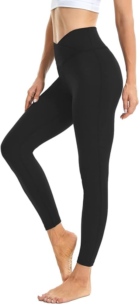 SEAJOJO Crossover Leggings for Women High Waisted Compression Yoga Pants Tummy Control Running Worko | Amazon (US)
