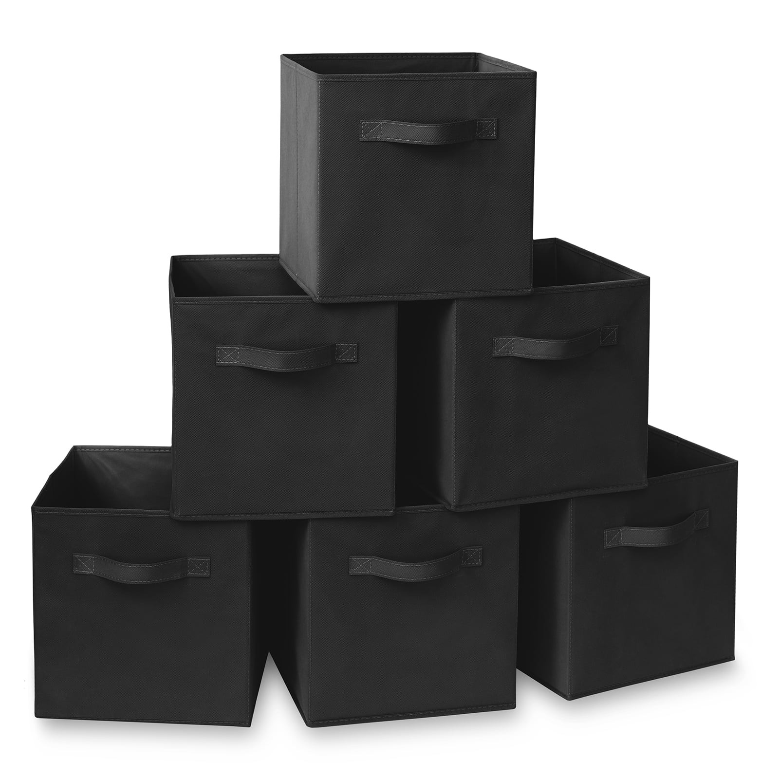 Casafield Set of 6 Fabric Storage Cube Bins, Black - 11" Collapsible Foldable Cloth Baskets for S... | Walmart (US)