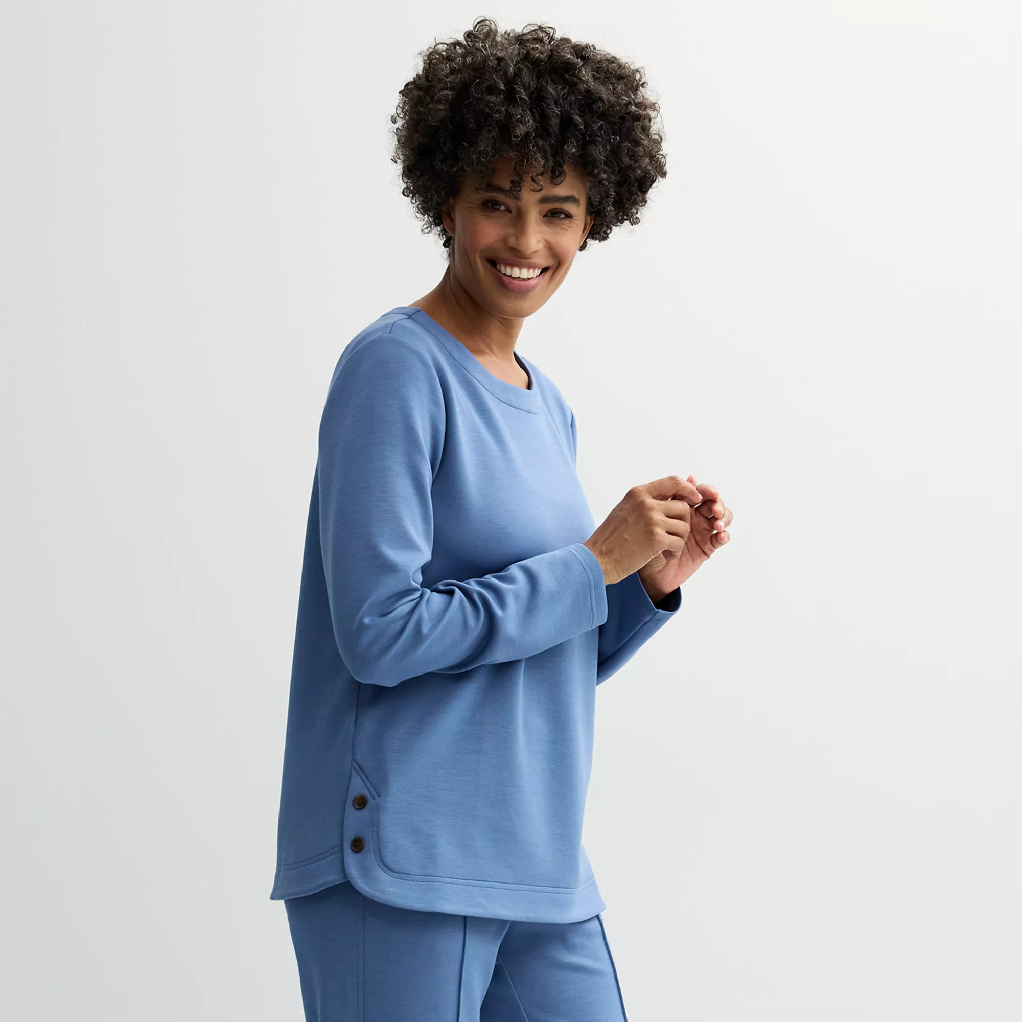 Women's Croft & Barrow® Button Detail Sweatshirt | Kohl's