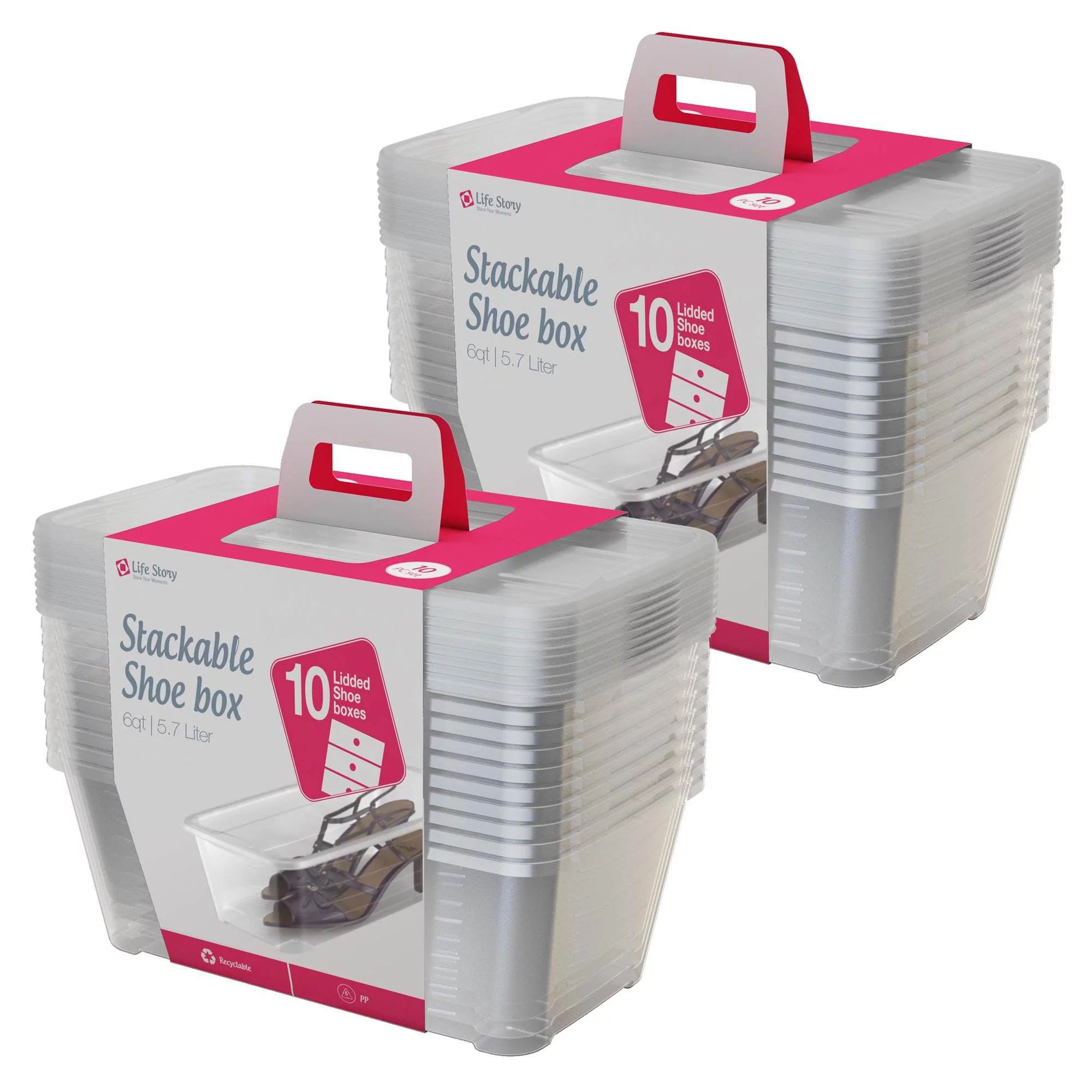 Life Story 5.7 L Clear Shoe & Closet Storage Box Stacking Container, 20 Boxes | Walmart (US)