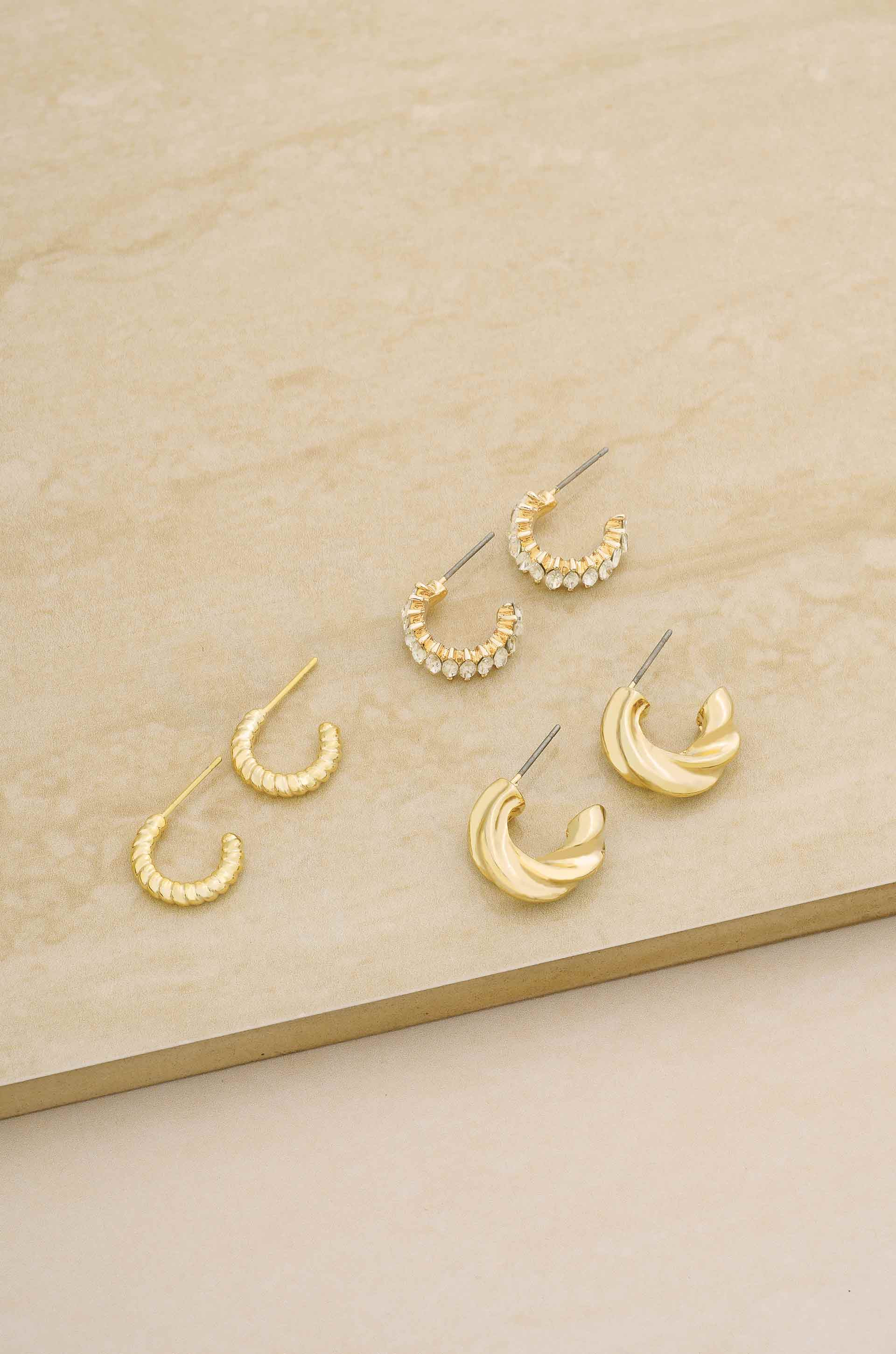 Tiny and Shiny 18kt Gold Plated Huggie Hoop Earring Set | Ettika