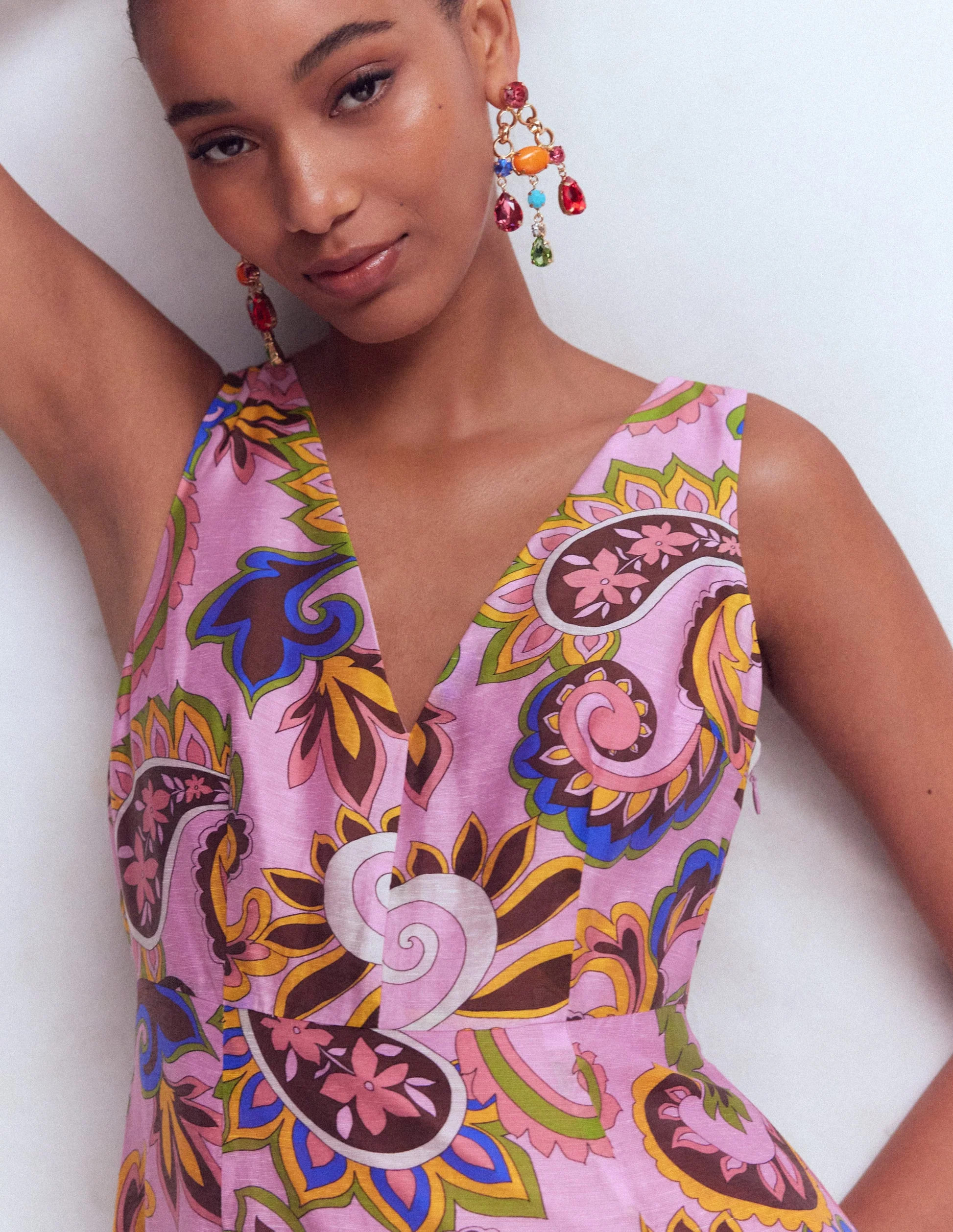 Drop Waist Sleeveless Dress-Multi Paisley Frenzy | Boden (US)