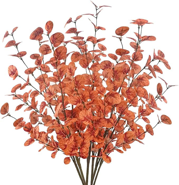 6pcs Artificial Fall Eucalyptus Leaves Stems Fall Decorations Silk Fake Eucalyptus Branches Fall ... | Amazon (US)
