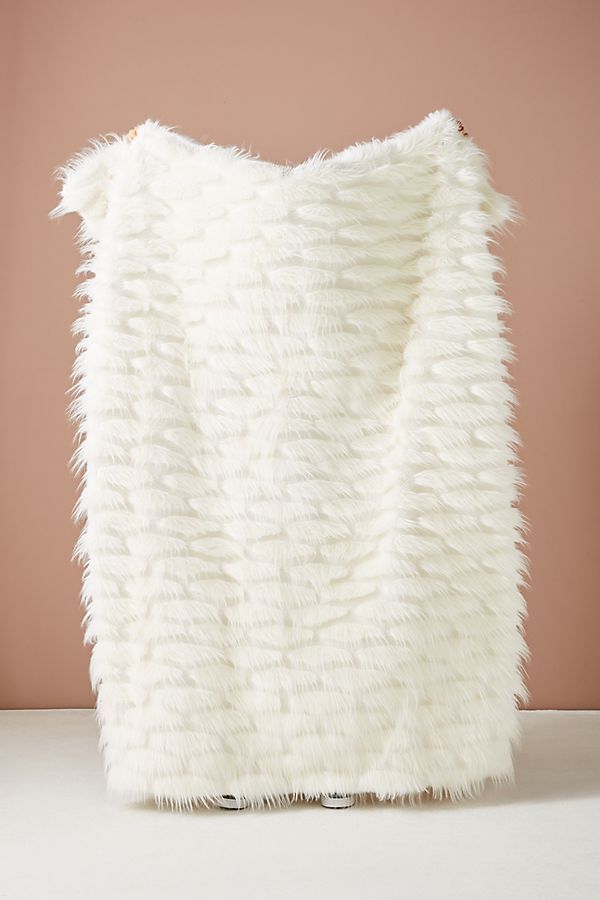 Feathered Faux Fur Throw Blanket | Anthropologie (US)
