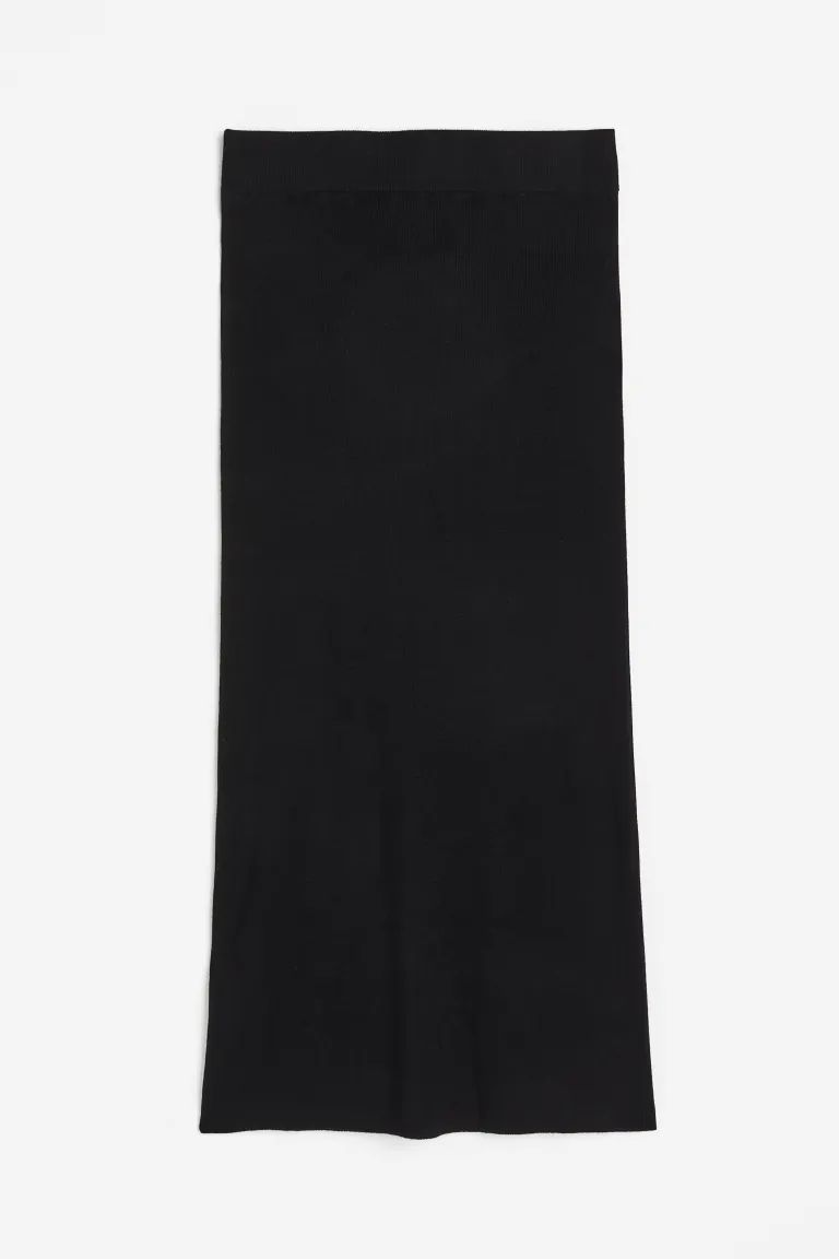 Rib-knit skirt - Black - Ladies | H&M GB | H&M (UK, MY, IN, SG, PH, TW, HK)