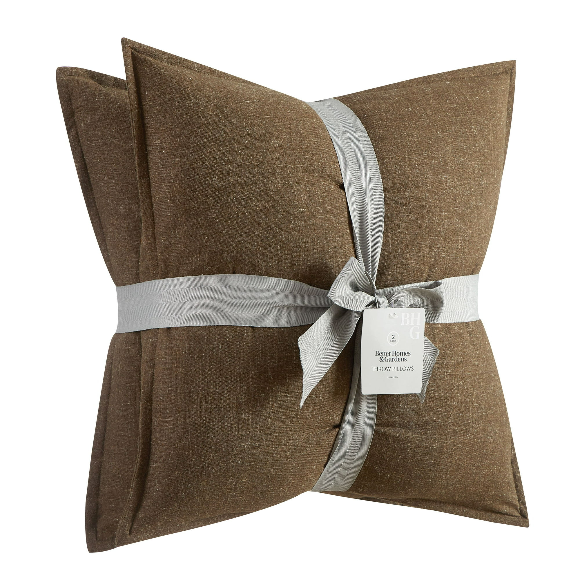 Better Homes & Gardens 2-Pack Linen Pillows, 20"x20" Brown Basket | Walmart (US)