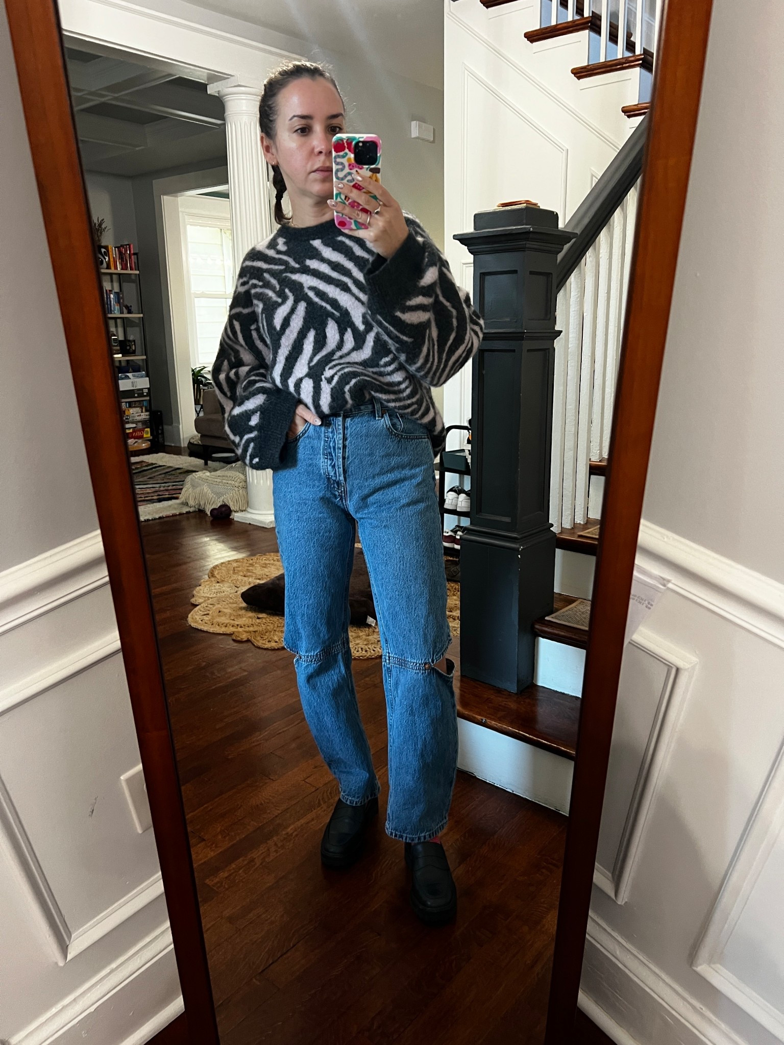 Casual fall. Fall boot. Rent the runway. Zebra print.  Wool sweater. Fun jeans. Barrel leg jeans. Ganni. Everlane.

#LTKStyleTip #LTKFindsUnder100