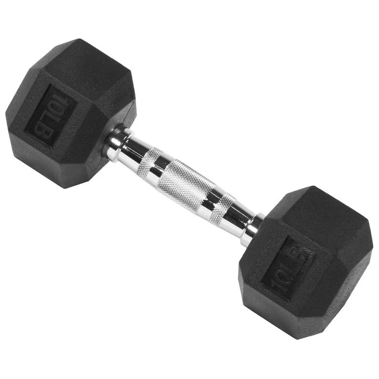 BalanceFrom Rubber Encased Hex Dumbbell, 10LBs, Single | Walmart (US)