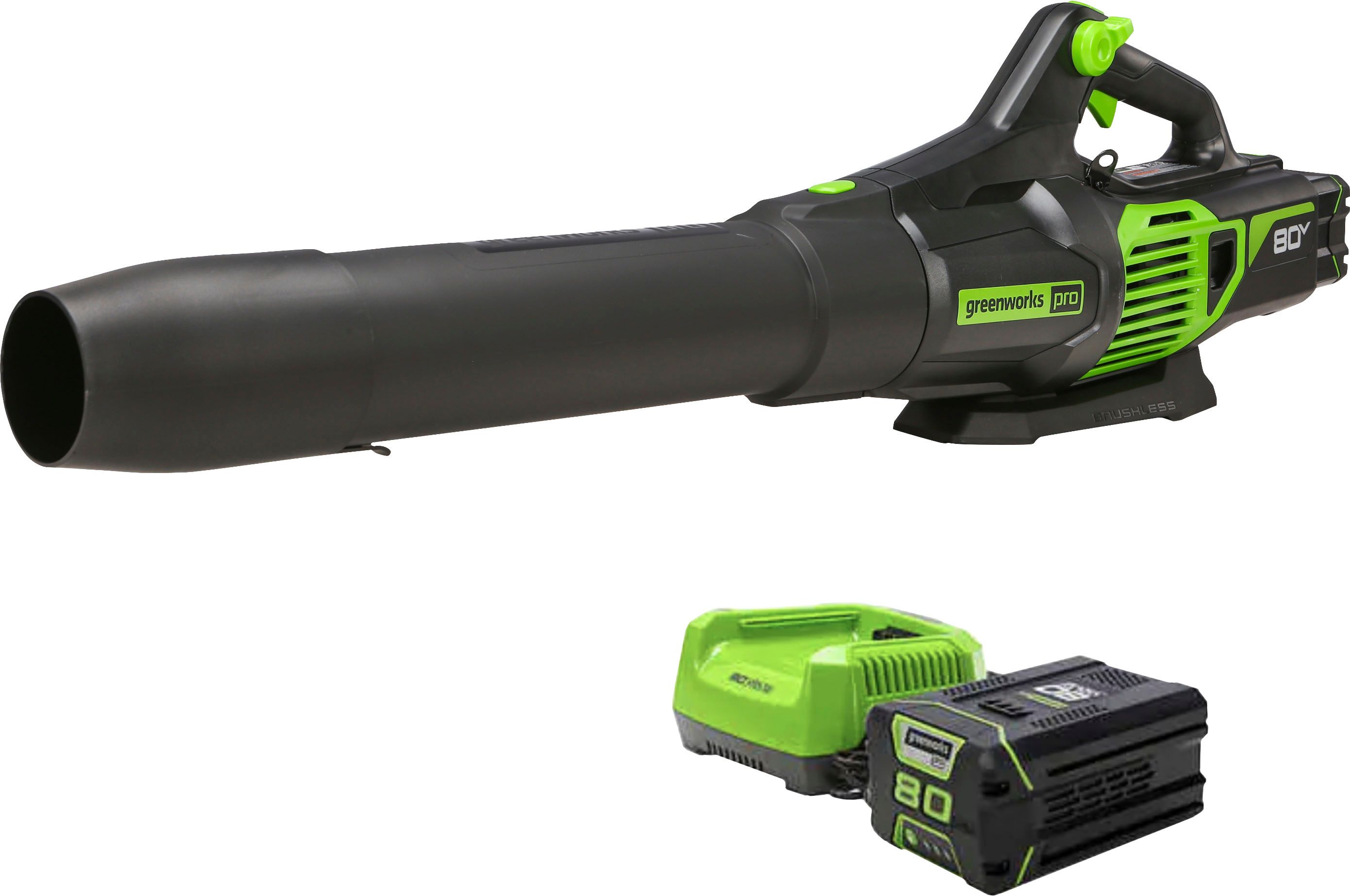 Greenworks 80-Volt 170 MPH 730 CFM Cordless Handheld Blower (1 x 2.5Ah Battery and 1 x Charger) G... | Best Buy U.S.