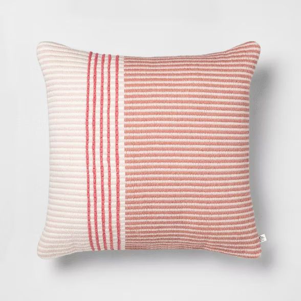 18x18 Stripe Square Pillow Dusty Rose / Light Pink - Hearth & Hand™ with Magnolia | Target