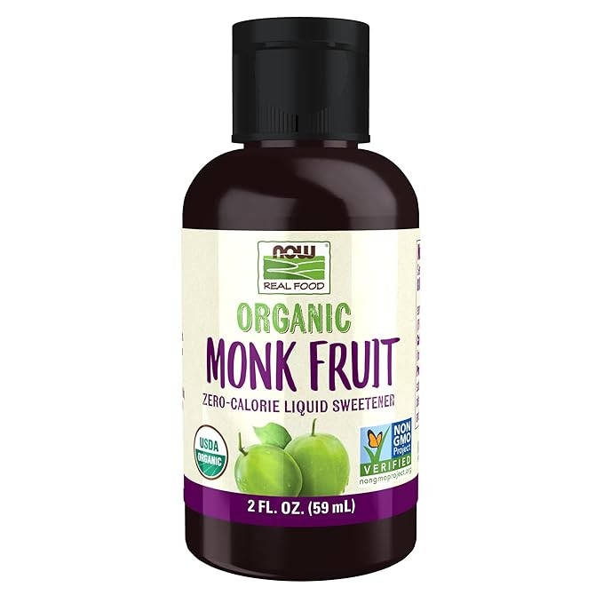 NOW Foods, Certified Organic Monk Fruit Liquid, Zero-Calorie Liquid Sweetener, Non-GMO, Low Glyce... | Amazon (US)