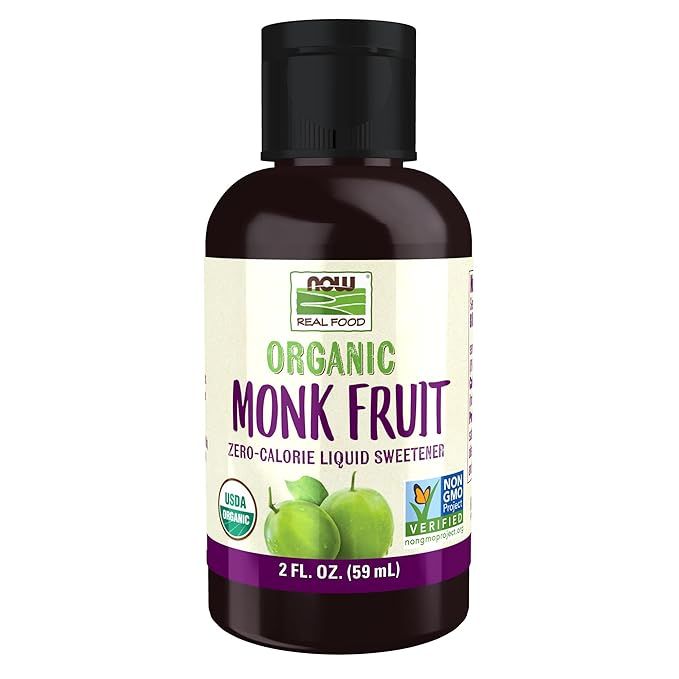 NOW Foods, Certified Organic Monk Fruit Liquid, Zero-Calorie Liquid Sweetener, Non-GMO, Low Glyce... | Amazon (US)