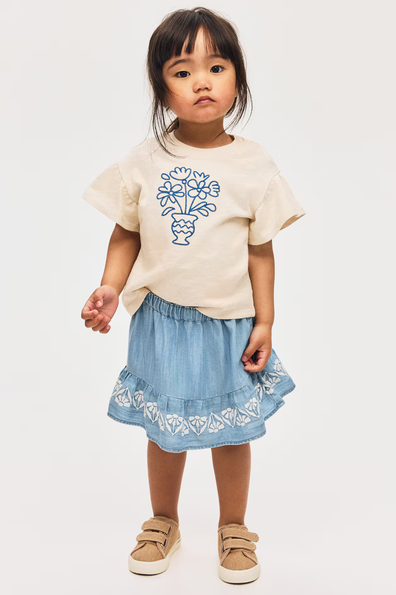 Embroidered-Detail Denim Skirt | H&M (US + CA)