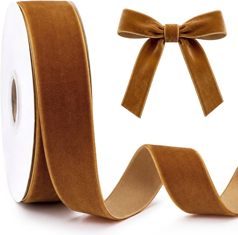 KINGLAKE Vintage Rust Velvet Ribbon - 1 Inch x 10 Yards | Amazon (US)