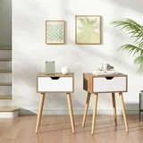 Jaxpety Mid-Century Set of 2 Nightstand, Wooden End Table Adult Sofa Side Table with 1 Drawer for... | Walmart (US)