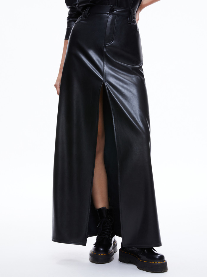 RYE VEGAN LEATHER MAXI SKIRT | Alice + Olivia