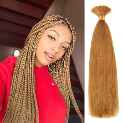 Kinky Straight Bulk Hair for Braiding No Weft 2 Bundles 150g Quality Faux Braiding Hair Extensions for Boho Braids Wet and Wavy Yaki Straight Bulk Hair for Micro braiding (20 Inch,27#) | Amazon (US)