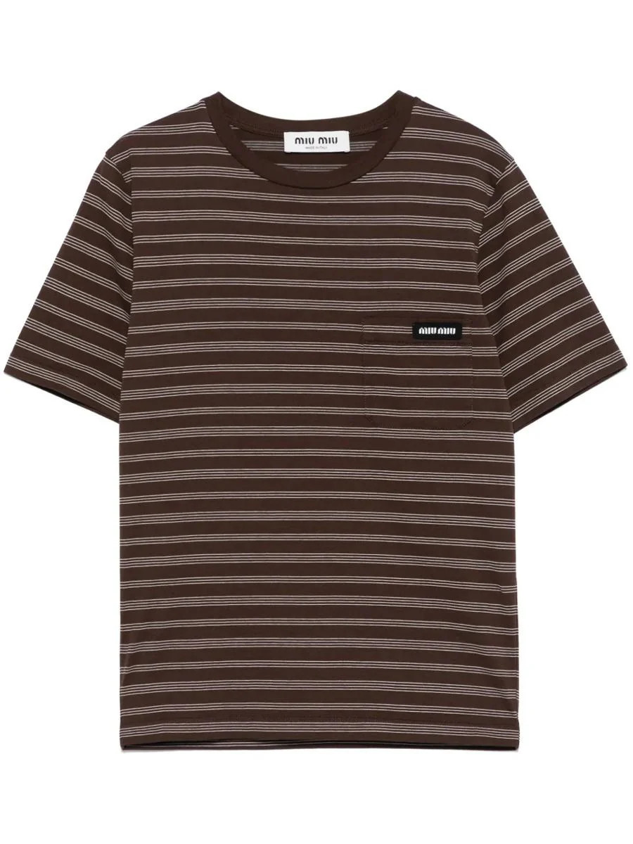 Miu Miu Crewneck Striped T-Shirt | Baltini