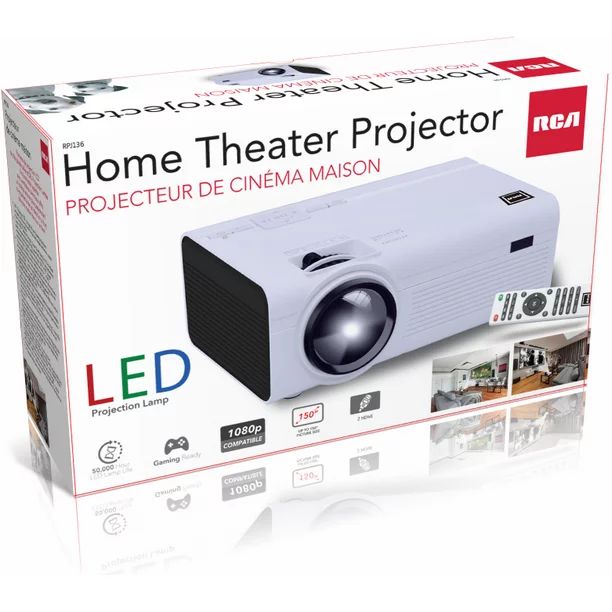 RCA 480P LCD Home Theater Projector - Up To 130" RPJ136, White - Walmart.com | Walmart (US)