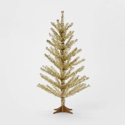 2ft Mini Unlit Tinsel Artificial Christmas Tree Gold - Wondershop™ | Target
