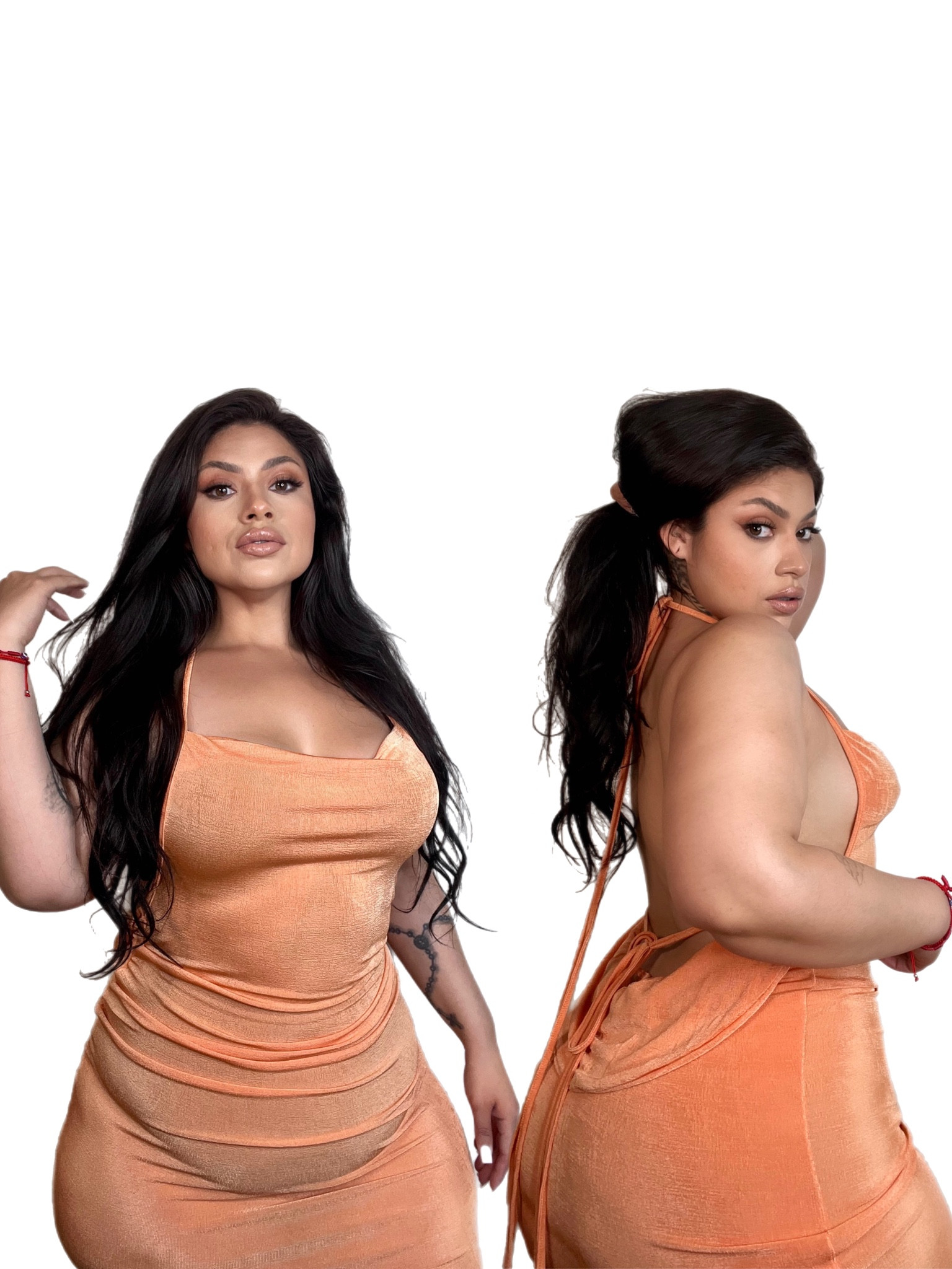 Orange backless dress 