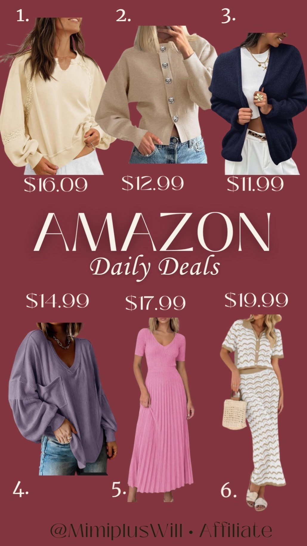 Amazon daily deals! Use the codes listed below for a limited time!

1. FQR9942Q
2. GAX58G9O
3. ZENHZAHY
4. 509Y45F6
5. KAWLXH3G
6. WJ48H5TZ

Amazon | Amazon deals | bathing suit cover | spring break | vacation outfit | dress | sweater 
Follow @mimipluswill for more!

#LTKSaleAlert #LTKSeasonal #LTKPetite