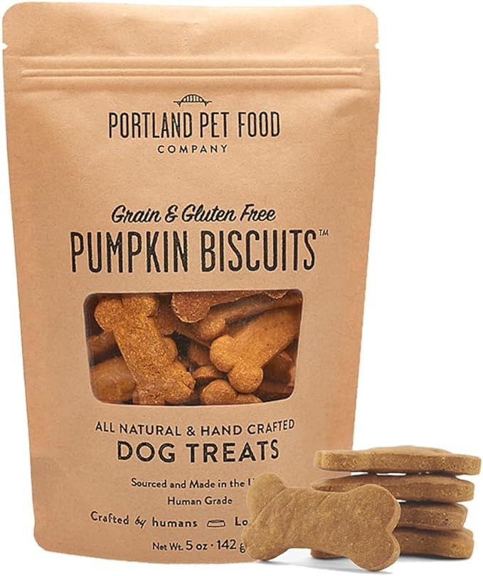 CRAFTED BY HUMANS LOVED BY DOGS Portland Pet Food Company Pumpkin Biscuit Dog Treats - Vegan, Glu... | Amazon (US)
