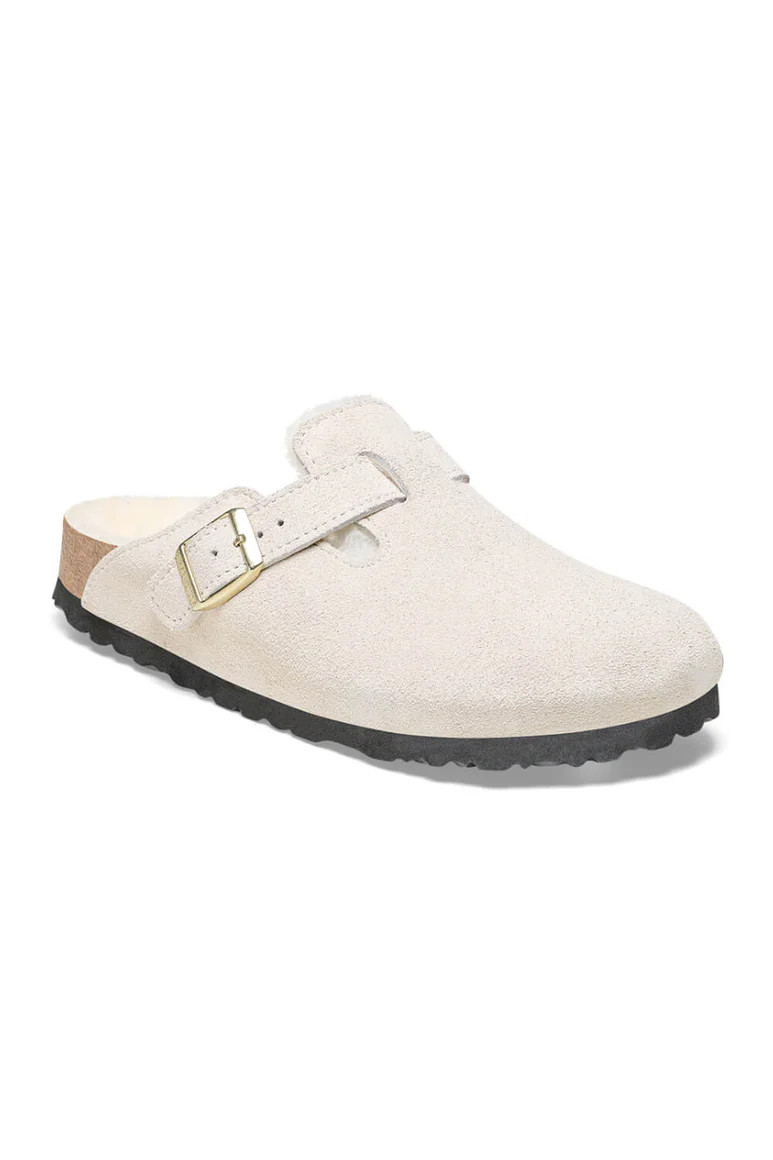 Birkenstock Boston Shearling Clogs for Women in Antique White | Glik's