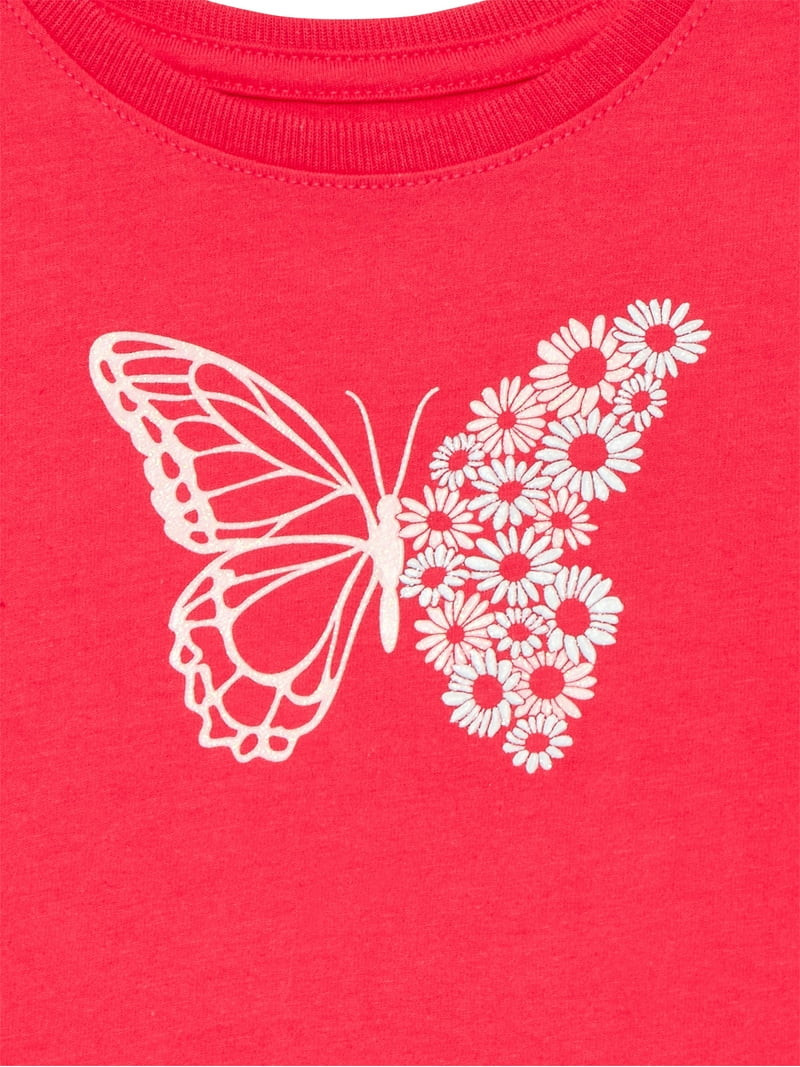 Wonder Nation Toddler Girls Tee with Short Sleeves, Sizes 18M-5T | Walmart (US)