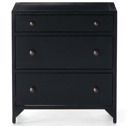 Stancil Industrial Loft Black Iron 3 Drawer Nightstand | Kathy Kuo Home