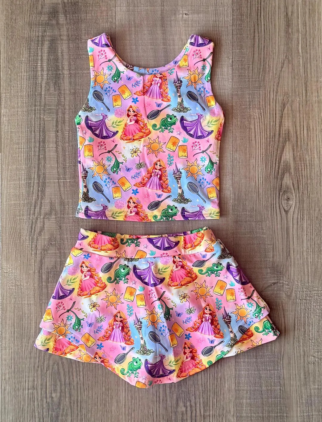 Disney Rapunzel Activewear Skirt Built In Shorts Yoga Set FREE SHIPPING | Etsy (US)